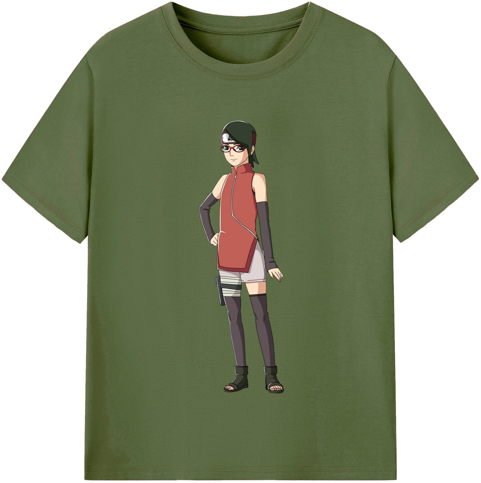 （画像用） NARUTO -ナルト- うちは サラダ Uchiha Sarada 綿100％半袖Tシャツ（フロントプリント）